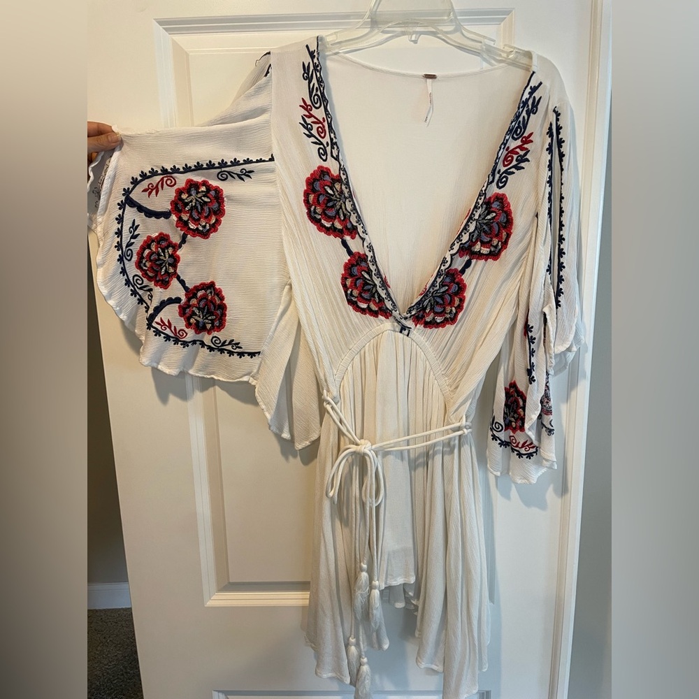 Free People Embroidered Mini Dress, Size Medium